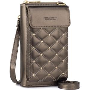 Montana West Small Crossbody Cell Phone Purse for Women RFID Blocking Cellphone Wallet(Bronze)