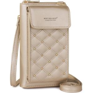 Montana West Small Crossbody Cell Phone Purse for Women RFID Blocking Cellphone Wallet(Gold)