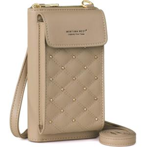 Montana West Small Crossbody Cell Phone Purse for Women RFID Blocking Cellphone Wallet(Khaki)