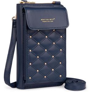 Montana West Small Crossbody Cell Phone Purse for Women RFID Blocking Cellphone Wallet(Navy)