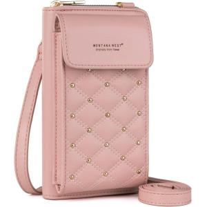 Montana West Small Crossbody Cell Phone Purse for Women RFID Blocking Cellphone Wallet(Pink)