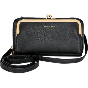 Montana West Small Crossbody Cell Phone Purse for Women RFID Blocking Cellphone Wallet(Wallet Black)