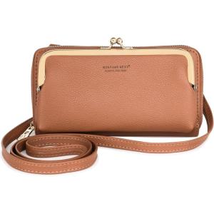 Montana West Small Crossbody Cell Phone Purse for Women RFID Blocking Cellphone Wallet(Wallet Brown)