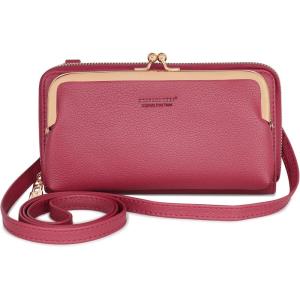 Montana West Small Crossbody Cell Phone Purse for Women RFID Blocking Cellphone Wallet(Wallet Red)