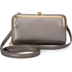Montana West Small Crossbody Cell Phone Purse for Women RFID Blocking Cellphone Wallet(Wallet Sliver)
