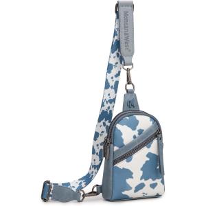 Montana West Small Crossbody Sling Bag for Women Cute Cross Body Fanny Pack Purse(Aa-cow-blue)