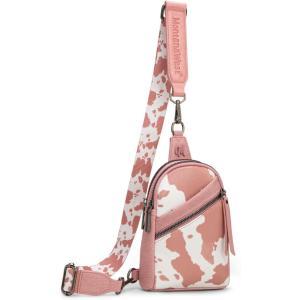 Montana West Small Crossbody Sling Bag for Women Cute Cross Body Fanny Pack Purse(Aa-cow-light Pink)
