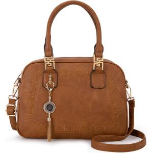 Montana West Small Top Handle Purse for Women Crossbody Satchel Handbag Barrel Bag(S Light Brown)