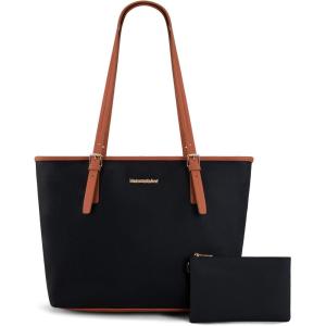 Montana West Tote Bags Vegan Leather Purses and Handbags for Women Top Handle Ladies Shoulder Bags(*5-black)