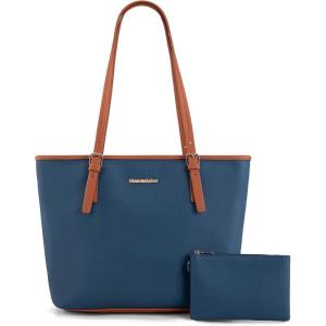Montana West Tote Bags Vegan Leather Purses and Handbags for Women Top Handle Ladies Shoulder Bags(*7-navy)