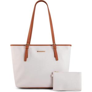 Montana West Tote Bags Vegan Leather Purses and Handbags for Women Top Handle Ladies Shoulder Bags(*8-cream)