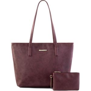 Montana West Tote Bags Vegan Leather Purses and Handbags for Women Top Handle Ladies Shoulder Bags(A-burgundy)