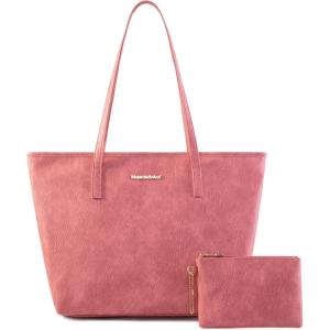 Montana West Tote Bags Vegan Leather Purses and Handbags for Women Top Handle Ladies Shoulder Bags(A-pink)
