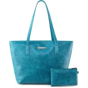 Montana West Tote Bags Vegan Leather Purses and Handbags for Women Top Handle Ladies Shoulder Bags(A-turquoise)