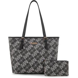 Montana West Tote Bags Vegan Leather Purses and Handbags for Women Top Handle Ladies Shoulder Bags(Mw Black)