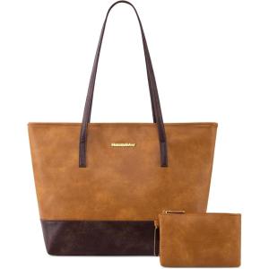 Montana West Tote Bags Vegan Leather Purses and Handbags for Women Top Handle Ladies Shoulder Bags(T-brown)