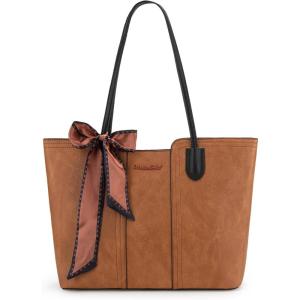 Montana West Tote Bags for Women Medium Top Handle Satchel Purses(Amber Brown)