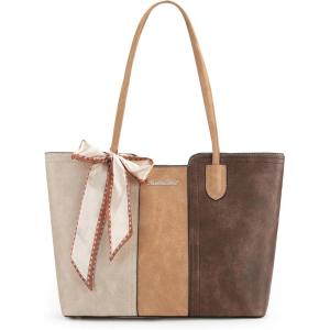Montana West Tote Bags for Women Medium Top Handle Satchel Purses(Three Chocolate)