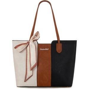 Montana West Tote Bags for Women Medium Top Handle Satchel Purses(Three Chocolate B)
