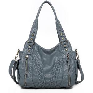 Montana West Washed Leather Hobo Bags for Women Roomy Handbags with Crossbody Strap(019 Jean)
