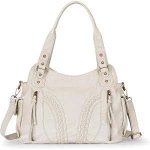 Montana West Washed Leather Hobo Bags for Women Roomy Handbags with Crossbody Strap(019 Montana Beige)