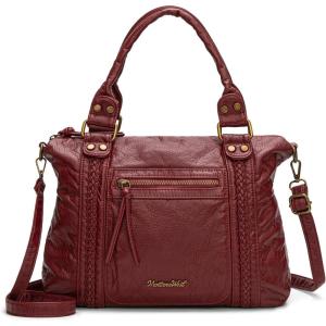 Montana West Washed Leather Hobo Bags for Women Roomy Handbags with Crossbody Strap(217 Burgundy)