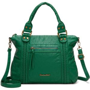 Montana West Washed Leather Hobo Bags for Women Roomy Handbags with Crossbody Strap(581 Green)