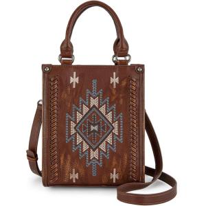 Montana West Western Women’s Crossbody Handbag Ladies Small Crossbody Bags for Women Designer Top Handle Handbags(Aztec-brown)
