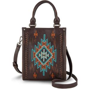 Montana West Western Women’s Crossbody Handbag Ladies Small Crossbody Bags for Women Designer Top Handle Handbags(Aztec-coffee)