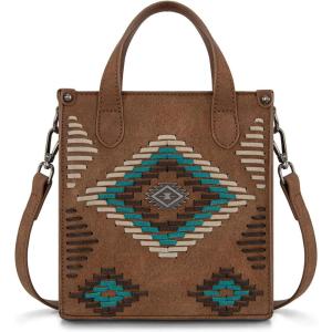 Montana West Western Women’s Crossbody Handbag Ladies Small Crossbody Bags for Women Designer Top Handle Handbags(Aztec-dark Brown)