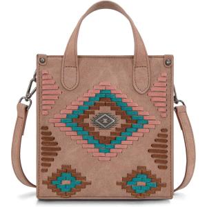 Montana West Western Women’s Crossbody Handbag Ladies Small Crossbody Bags for Women Designer Top Handle Handbags(Aztec-dark Pink)