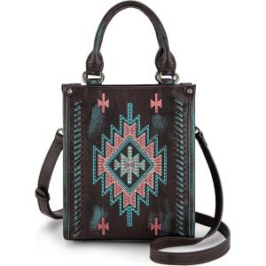 Montana West Western Women’s Crossbody Handbag Ladies Small Crossbody Bags for Women Designer Top Handle Handbags(Aztec-turquoise)
