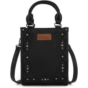 Montana West Western Women’s Crossbody Handbag Ladies Small Crossbody Bags for Women Designer Top Handle Handbags(Embroidery-black)