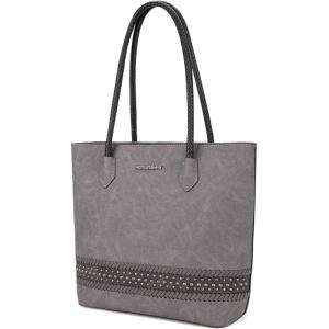 Montana West Woven Tote Bags for Women Purses and Handbags with Back Zipper Pocket(Grey)