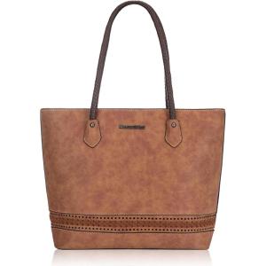 Montana West Woven Tote Bags for Women Purses and Handbags with Back Zipper Pocket(*Woven Brown)