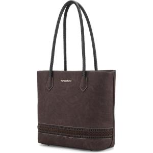 Montana West Woven Tote Bags for Women Purses and Handbags with Back Zipper Pocket(Woven Coffee)