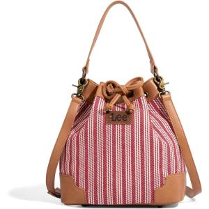Montana West X Lee Bucket Bag for Women Drawstring Hobo Crossbody Bag with Detachable Straps(1-burgundy Red)