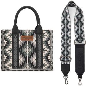 Montana West X Wrangler Tote Bag for Women Boho Aztec Shoulder Purse Top Handle Satchel Handbag(A-aztec-black)