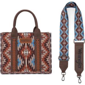 Montana West X Wrangler Tote Bag for Women Boho Aztec Shoulder Purse Top Handle Satchel Handbag(A-aztec-coffee)