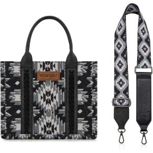 Montana West X Wrangler Tote Bag for Women Boho Aztec Shoulder Purse Top Handle Satchel Handbag(A-aztec-dark Grey)