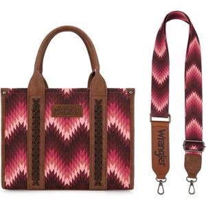 Montana West X Wrangler Tote Bag for Women Boho Aztec Shoulder Purse Top Handle Satchel Handbag(B-wave Print-dark Pink)