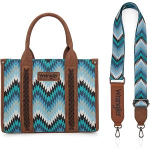 Montana West X Wrangler Tote Bag for Women Boho Aztec Shoulder Purse Top Handle Satchel Handbag(B-wave Print-jean)