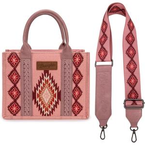 Montana West X Wrangler Tote Bag for Women Boho Aztec Shoulder Purse Top Handle Satchel Handbag(C-hot Pink)