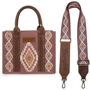 Montana West X Wrangler Tote Bag for Women Boho Aztec Shoulder Purse Top Handle Satchel Handbag(C-light Coffee)