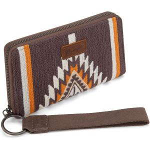 Montana West X Wrangler Wristlet Wallet Western Aztec Womens Wallet Large Capacity Long Purse RFID Clutch Purse Credit Card Holder for Women(Angel Coffee)