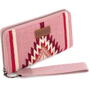 Montana West X Wrangler Wristlet Wallet Western Aztec Womens Wallet Large Capacity Long Purse RFID Clutch Purse Credit Card Holder for Women(Angel Hot Pink)
