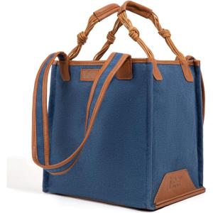 Montana West x Lee Canvas Tote Bag for Women Square Shoulder Handbag with Multiple Pockets for Work and Travel(Jean)