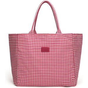Montana West x Lee Extra Large Soft Cotton Tote Bag for Women Thick Lightweight Shoulder Bag Reusable Grocery Bag(Red)