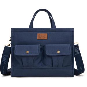 Montana West x Lee Large Work Tote Bag for Women Crossbody Canvas Messenger Bag for Everyday Shoulder Bag with Pockets(Blue)