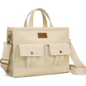 Montana West x Lee Large Work Tote Bag for Women Crossbody Canvas Messenger Bag for Everyday Shoulder Bag with Pockets(Large-beige)
